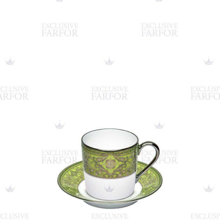 Чашка кофейная с блюдцем 0,075л коллекции Matignon Vert Pomme Platin бренда Haviland