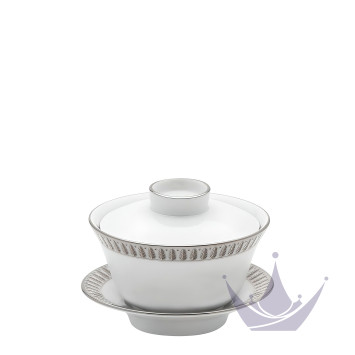 Чашка чайная с блюдцем и крышкой 0,13л коллекции Plumes Platin бренда Haviland