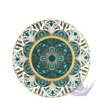 Тарелка тортовая 31,5см коллекции Reves Du Nil Vert Or бренда Haviland