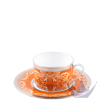 Чашка чайная с блюдцем 0,14л коллекции Romane Orange бренда Haviland