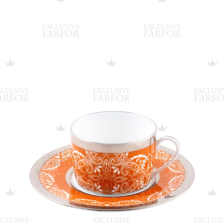 Чашка чайная с блюдцем 0,14л коллекции Romane Orange бренда Haviland