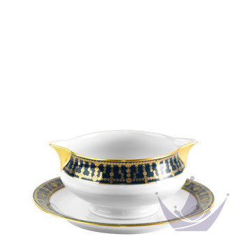 Соусник с подставкой 0,3л коллекции Tiara Bleu de Prusse Or бренда Haviland