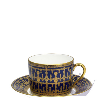 Чашка для завтрака с блюдцем 0,3л коллекции Tiara Bleu de Prusse Or бренда Haviland