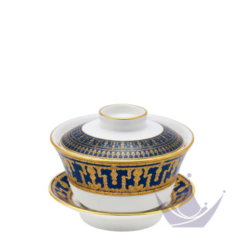 Чашка чайная с блюдцем и крышкой 0,13л коллекции Tiara Bleu de Prusse Or бренда Haviland