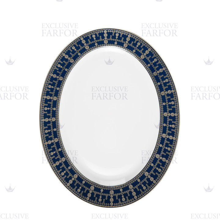 Блюдо овальное 40см коллекции Tiara Bleu de Prusse Platin бренда Haviland