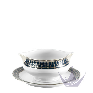 Соусник с подставкой 0,3л коллекции Tiara Bleu de Prusse Platin бренда Haviland