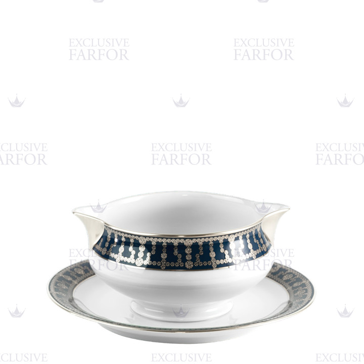 Соусник с подставкой 0,3л коллекции Tiara Bleu de Prusse Platin бренда Haviland