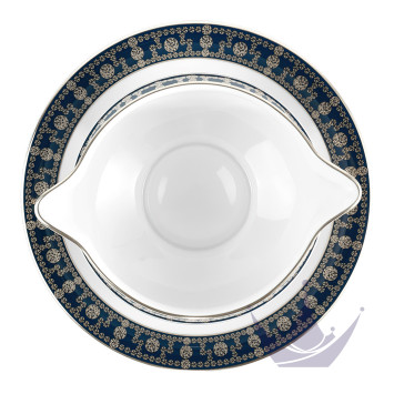 Соусник с подставкой 0,3л коллекции Tiara Bleu de Prusse Platin бренда Haviland