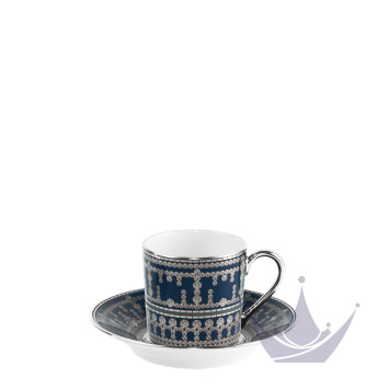 Чашка кофейная с блюдцем 0,075л коллекции Tiara Bleu de Prusse Platin бренда Haviland