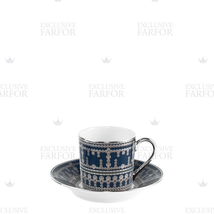 Чашка кофейная с блюдцем 0,075л коллекции Tiara Bleu de Prusse Platin бренда Haviland
