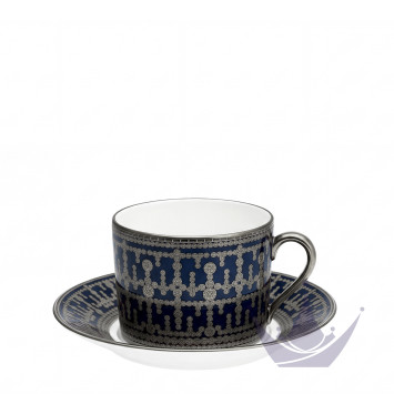Чашка для завтрака с блюдцем 0,3л коллекции Tiara Bleu de Prusse Platin бренда Haviland