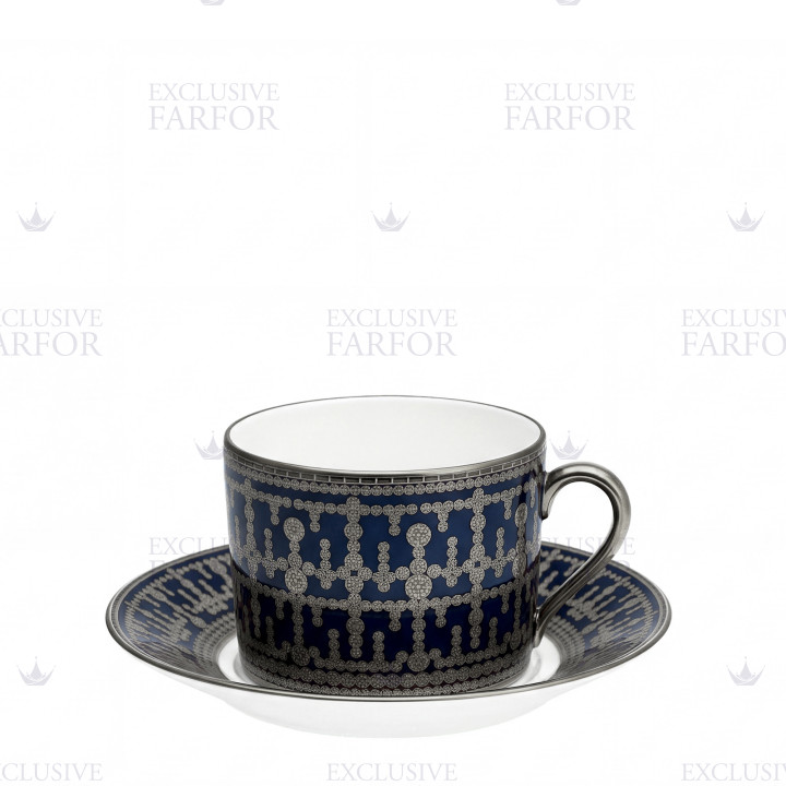Чашка для завтрака с блюдцем 0,3л коллекции Tiara Bleu de Prusse Platin бренда Haviland