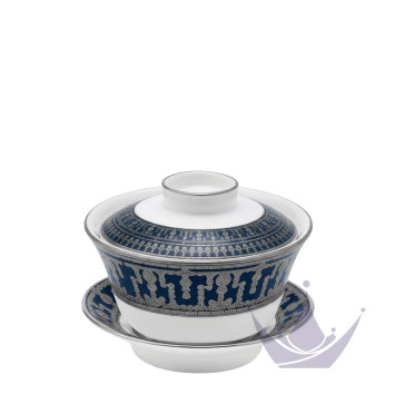 Чашка чайная с блюдцем и крышкой 0,13л коллекции Tiara Bleu de Prusse Platin бренда Haviland