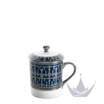 Кружка с крышкой 0,27л коллекции Tiara Bleu de Prusse Platin бренда Haviland