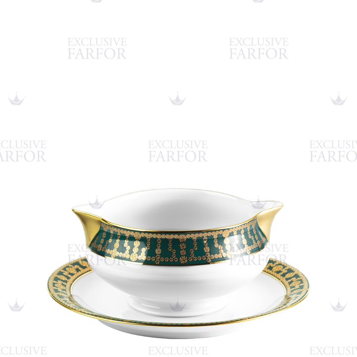Соусник с подставкой 0,3л коллекции Tiara Bleu Paon Or бренда Haviland