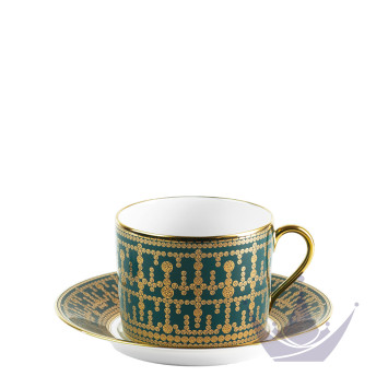 Чашка для завтрака с блюдцем 0,3л коллекции Tiara Bleu Paon Or бренда Haviland