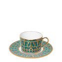Чашка чайная с блюдцем 0,14л коллекции Tiara Bleu Paon Or бренда Haviland