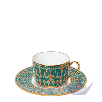 Чашка чайная с блюдцем 0,14л коллекции Tiara Bleu Paon Or бренда Haviland