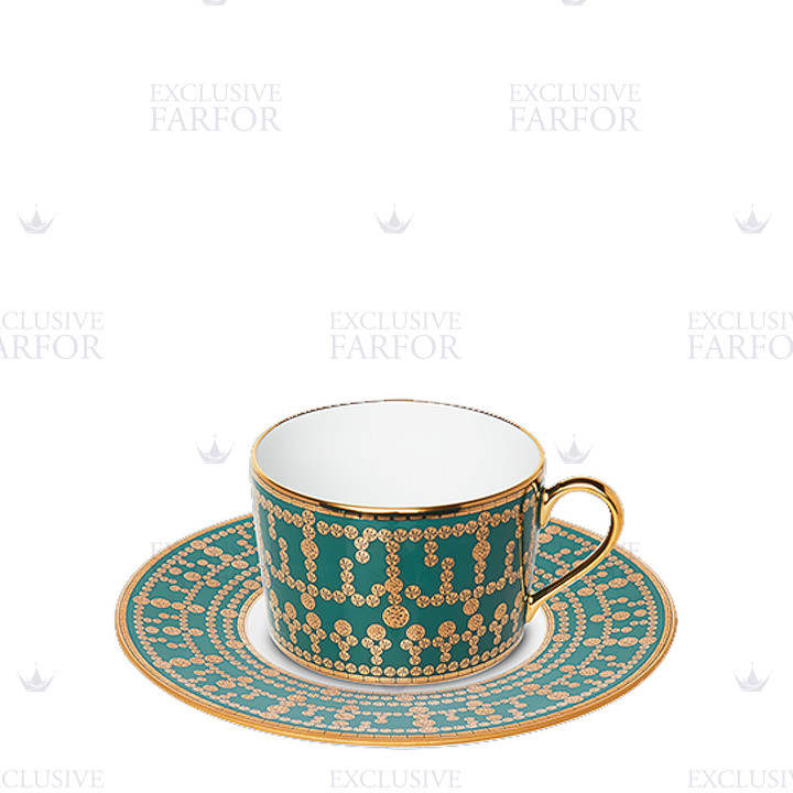 Чашка чайная с блюдцем 0,14л коллекции Tiara Bleu Paon Or бренда Haviland