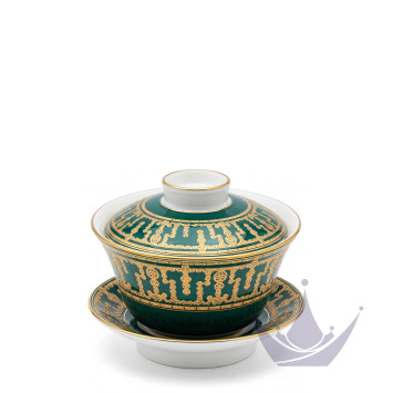 Чашка чайная с блюдцем и крышкой 0,13л коллекции Tiara Bleu Paon Or бренда Haviland