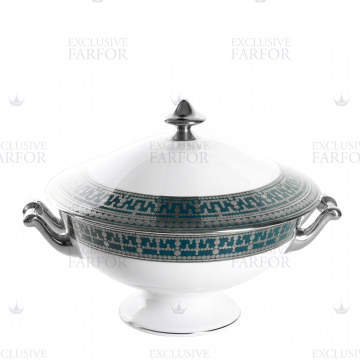 Супница 2л коллекции Tiara Bleu Paon Platin бренда Haviland