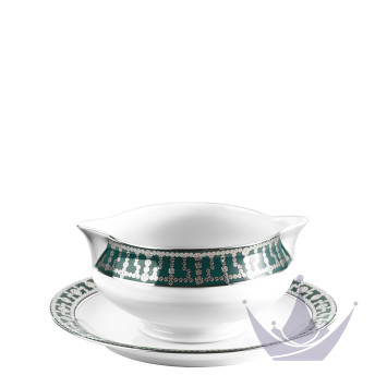 Соусник с подставкой 0,3л коллекции Tiara Bleu Paon Platin бренда Haviland