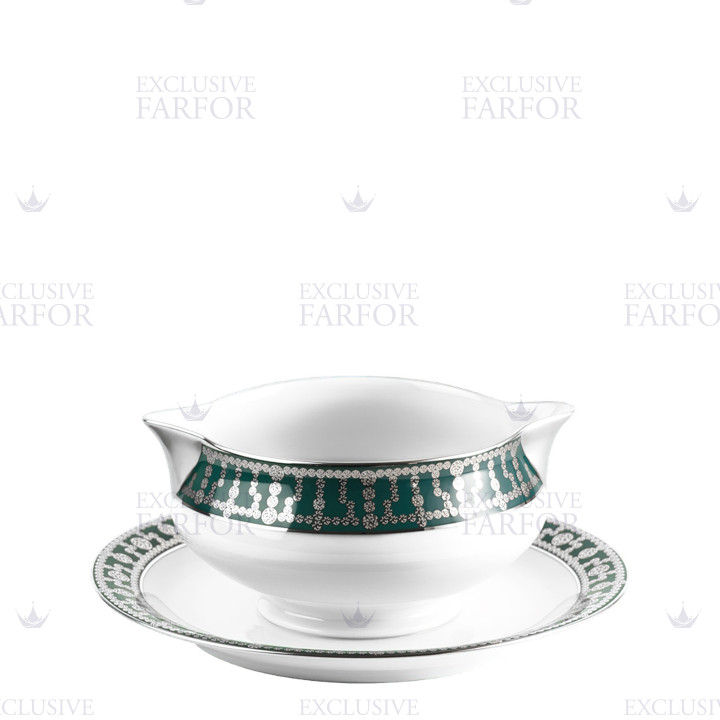 Соусник с подставкой 0,3л коллекции Tiara Bleu Paon Platin бренда Haviland