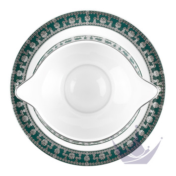 Соусник с подставкой 0,3л коллекции Tiara Bleu Paon Platin бренда Haviland