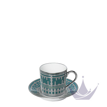 Чашка кофейная с блюдцем 0,075л коллекции Tiara Bleu Paon Platin бренда Haviland