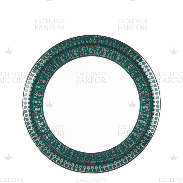 Тарелка тортовая 31,5см коллекции Tiara Bleu Paon Platin бренда Haviland