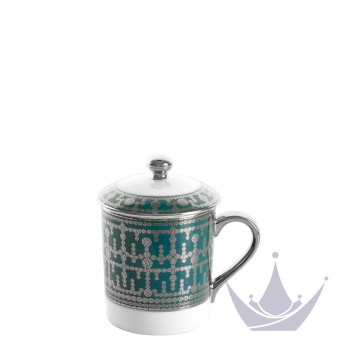 Кружка с крышкой 0,27л коллекции Tiara Bleu Paon Platin бренда Haviland