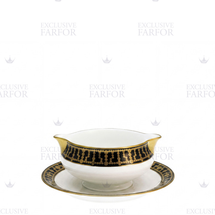 Соусник с подставкой 0,3л коллекции Tiara Noir Or бренда Haviland