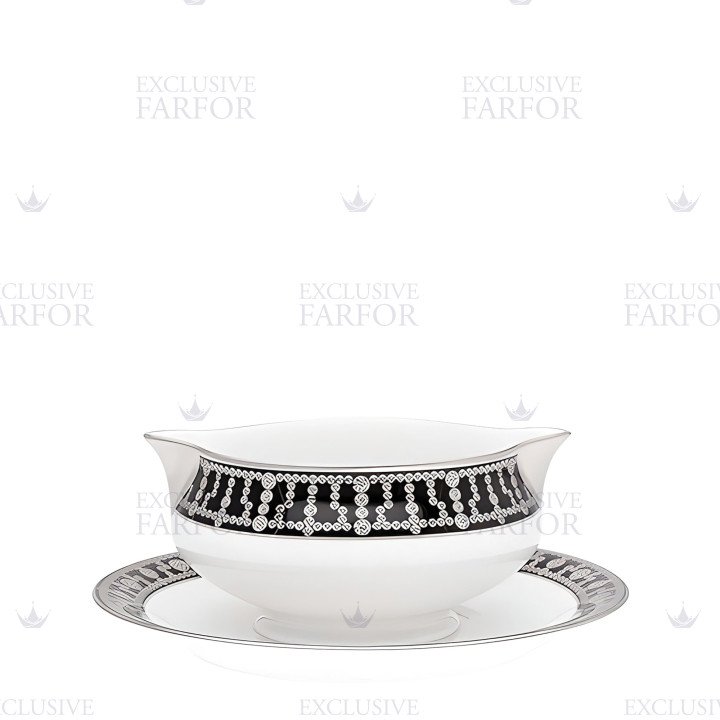 Соусник с подставкой 0,3л коллекции Tiara Noir Platin бренда Haviland