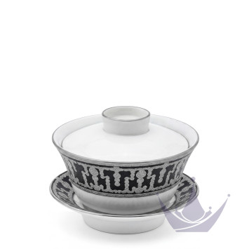 Чашка чайная с блюдцем и крышкой 0,13л коллекции Tiara Noir Platin бренда Haviland