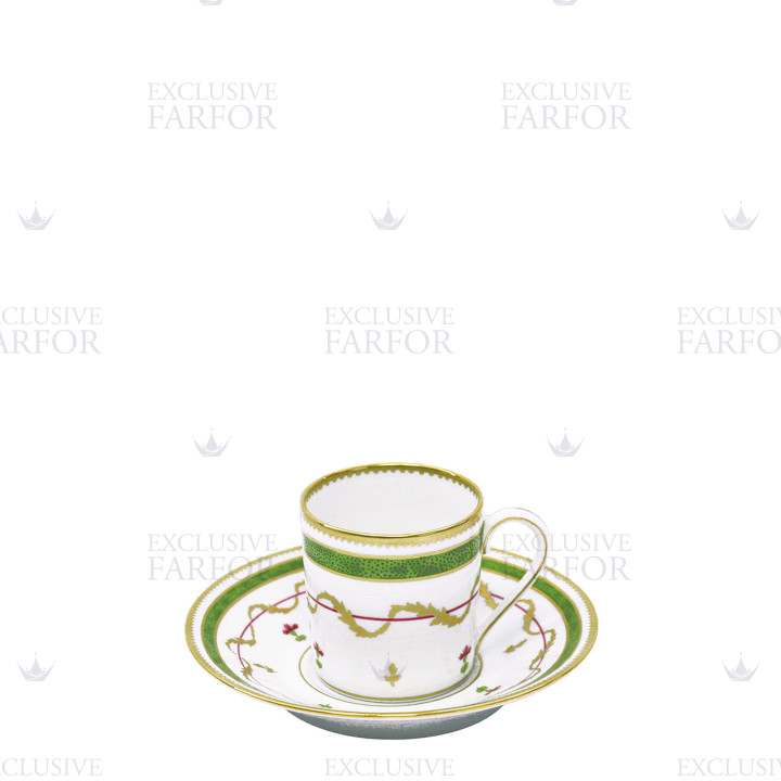 Чашка кофейная с блюдцем 0,075л коллекции Vieux Paris Vert бренда Haviland