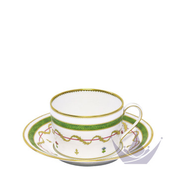 Чашка чайная с блюдцем 0,14л коллекции Vieux Paris Vert бренда Haviland