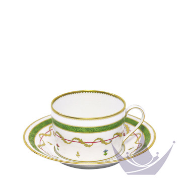 Чашка чайная с блюдцем 0,15л коллекции Vieux Paris Vert бренда Haviland