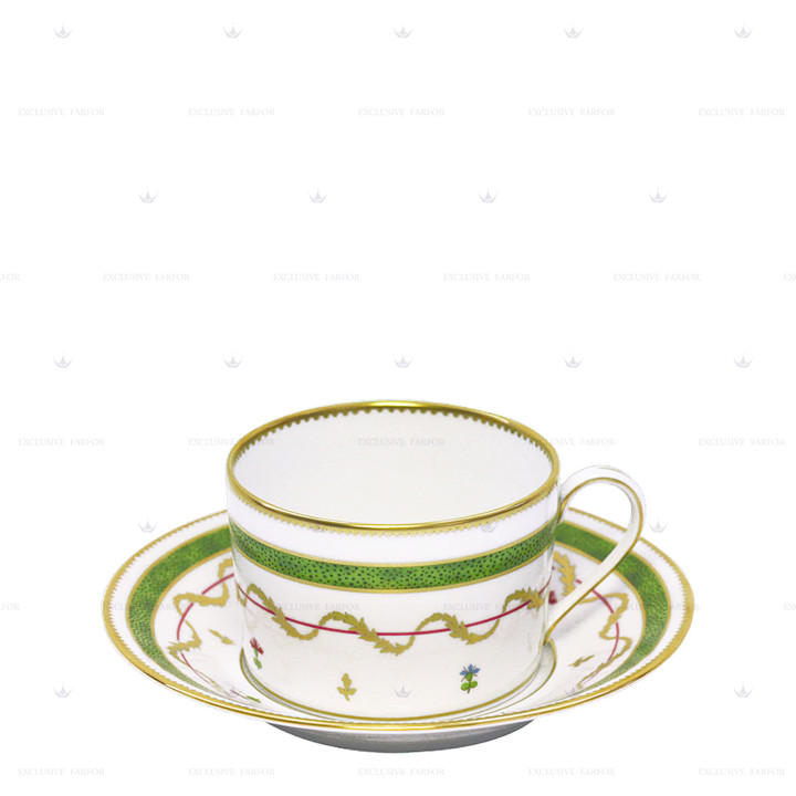 Чашка чайная с блюдцем 0,15л коллекции Vieux Paris Vert бренда Haviland