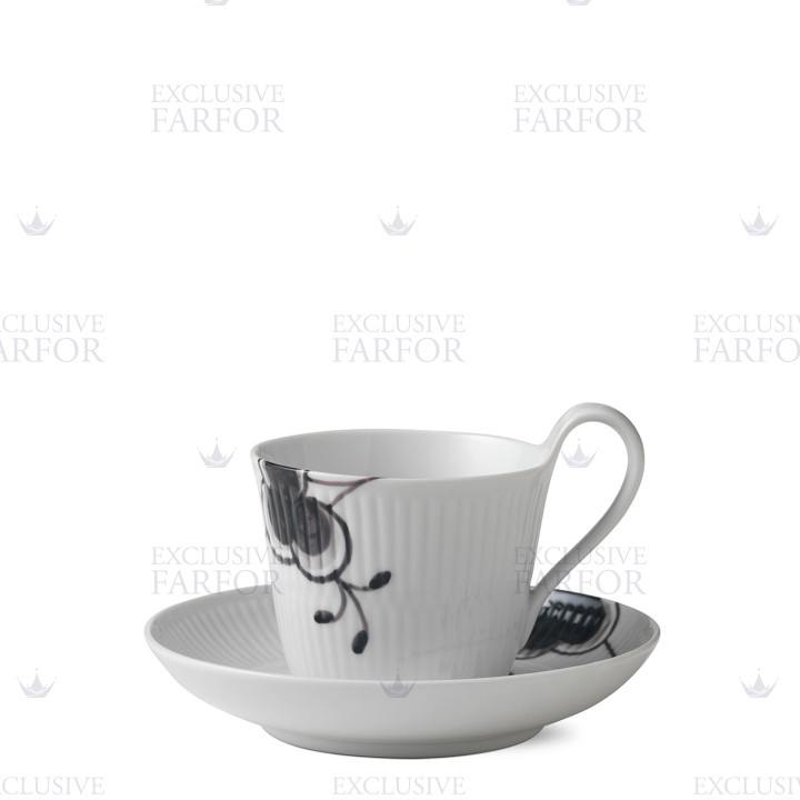 Чашка с блюдцем 0,25л коллекции Black Fluted Mega бренда Royal Copenhagen
