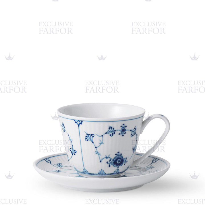 Чашка с блюдцем 0,24л коллекции Blue Fluted Plain бренда Royal Copenhagen