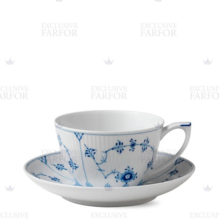 Чашка с блюдцем 0,28л коллекции Blue Fluted Plain бренда Royal Copenhagen