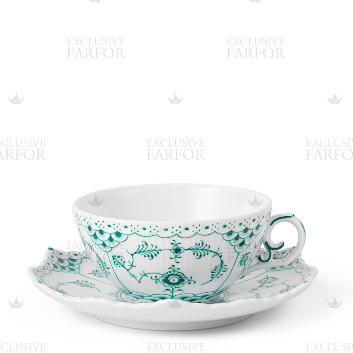 Чашка чайная с блюдцем 0,22л коллекции Emerald Green Fluted Full Lace бренда Royal Copenhagen