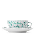 Чашка чайная с блюдцем 0,22л коллекции Emerald Green Fluted Full Lace бренда Royal Copenhagen