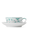 Чашка чайная с блюдцем 0,2л коллекции Emerald Green Fluted Half Lace бренда Royal Copenhagen