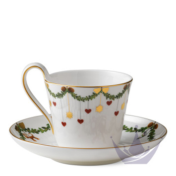 Чашка с блюдцем 0,24л коллекции Star Fluted Christmas бренда Royal Copenhagen