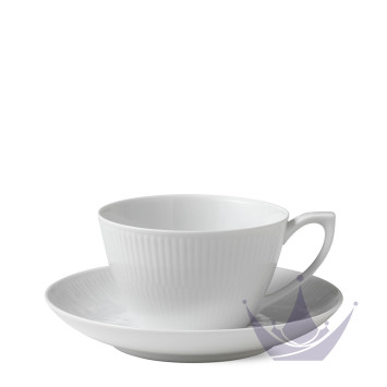 Чашка чайная с блюдцем 0,28л коллекции White Fluted бренда Royal Copenhagen