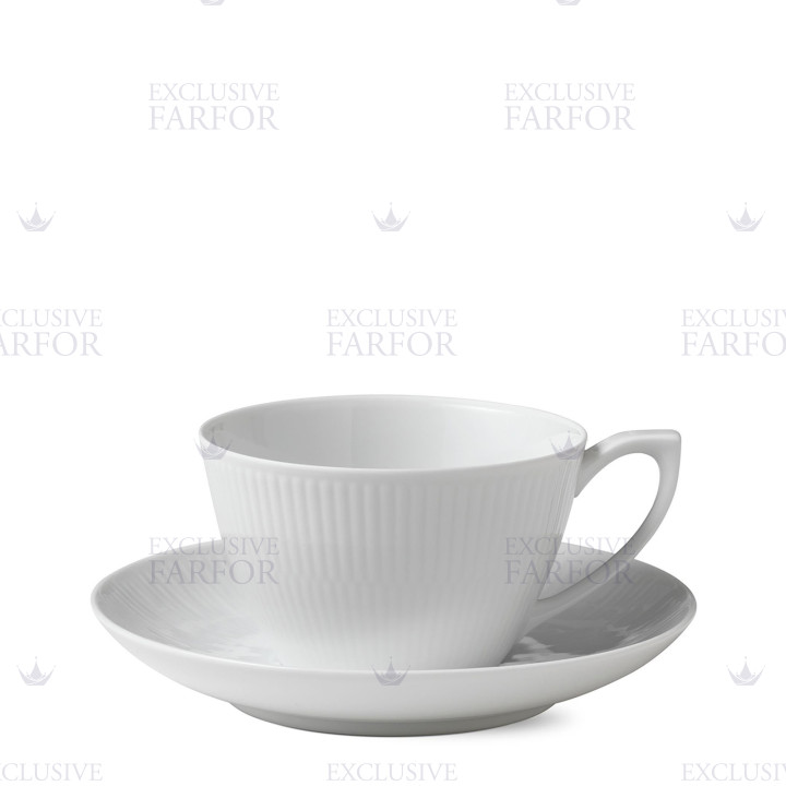 Чашка чайная с блюдцем 0,28л коллекции White Fluted бренда Royal Copenhagen