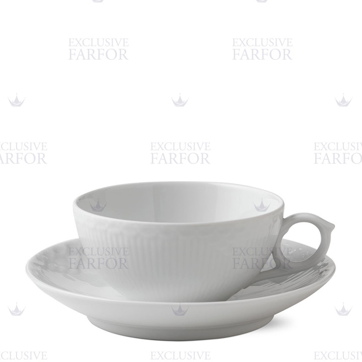 Чашка чайная с блюдцем 0,2л коллекции White Fluted Half Lace бренда Royal Copenhagen