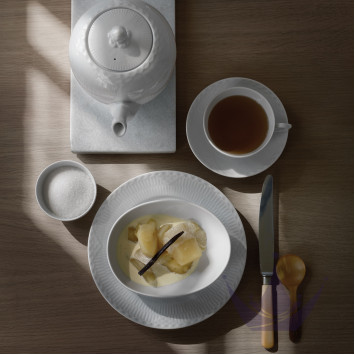 Чашка чайная с блюдцем 0,2л коллекции White Fluted Half Lace бренда Royal Copenhagen