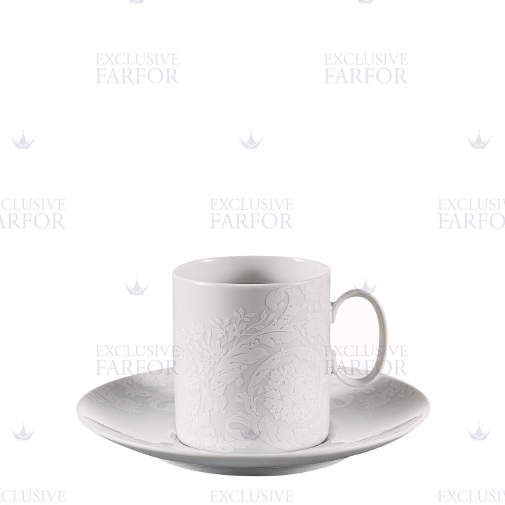 Чашка кофейная с блюдцем 0,23л коллекции Barocco 92 Bianco бренда Rosenthal Versace